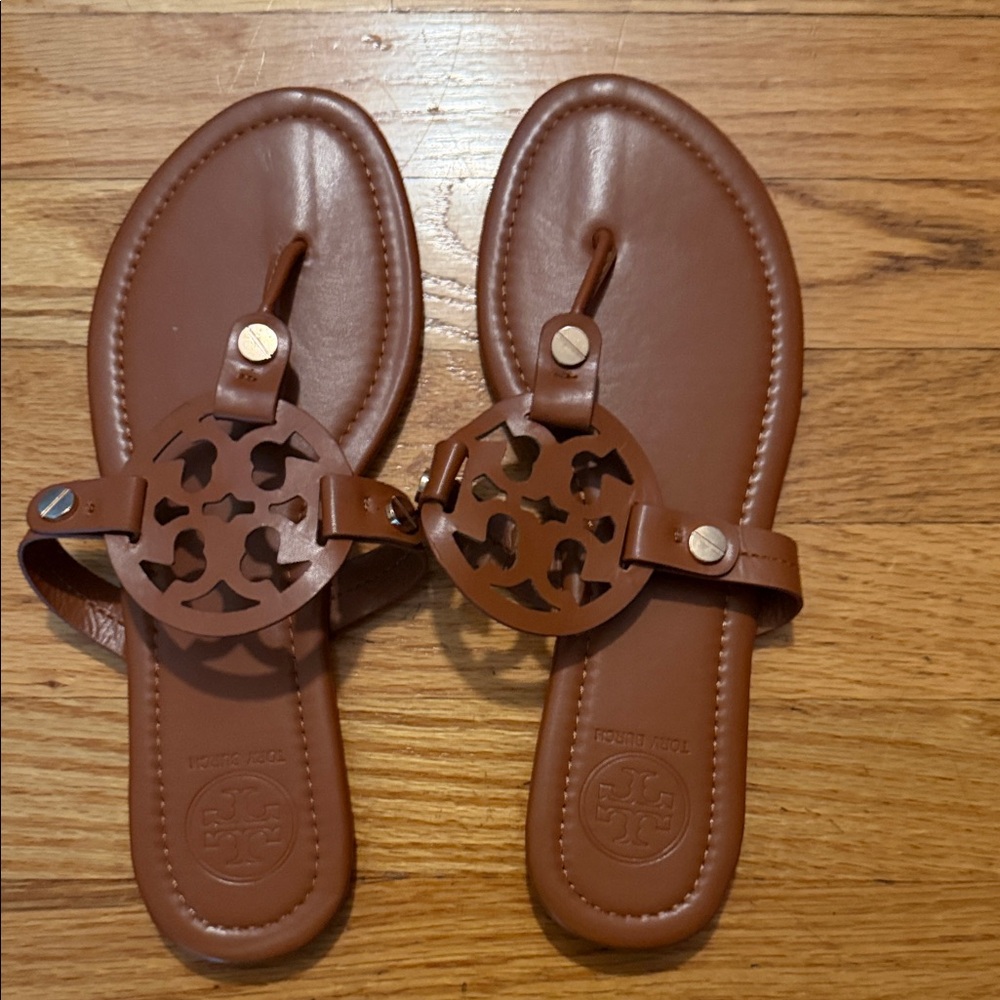 Tory Burch Tan Leather Thong Sandals